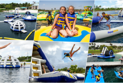 Family Fun Day - having fun on the inflatable aqua park