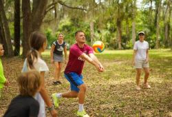 Family camping with tents