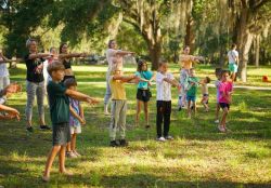 Family camping in nature with tents. Family camping in nature with tents.